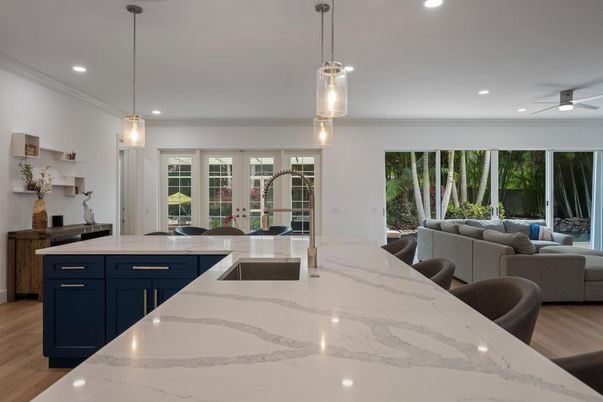 Interior, Kitchen, Living room, Pendant Lights, Recessed Lighting, Wood Texture Flooring