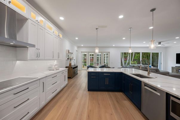 Interior, Kitchen, Pendant Lights, Recessed Lighting, Wood Texture Flooring