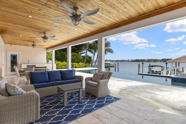 Exterior, Living room, Recessed Lighting, Water, Wooden Ceilings