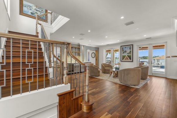 Interior, Living room, Recessed Lighting, Water, Wood Texture Flooring