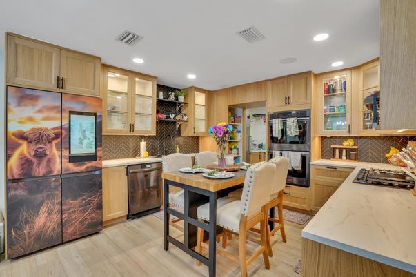 Interior, Kitchen, Recessed Lighting, Wood Texture Flooring