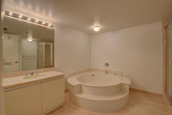 Bathroom, Glass Shower, Interior, Wood Texture Flooring