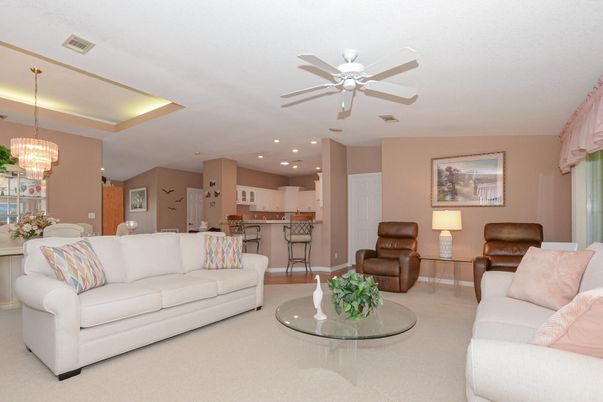 Chandelier, Dining room, Interior, Kitchen, Living room, Pendant Lights, Recessed Lighting, Stainless Steel Appliances