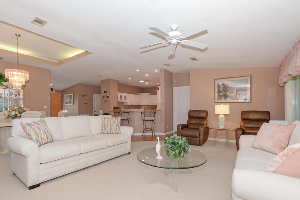 Chandelier, Dining room, Interior, Kitchen, Living room, Pendant Lights, Recessed Lighting, Stainless Steel Appliances