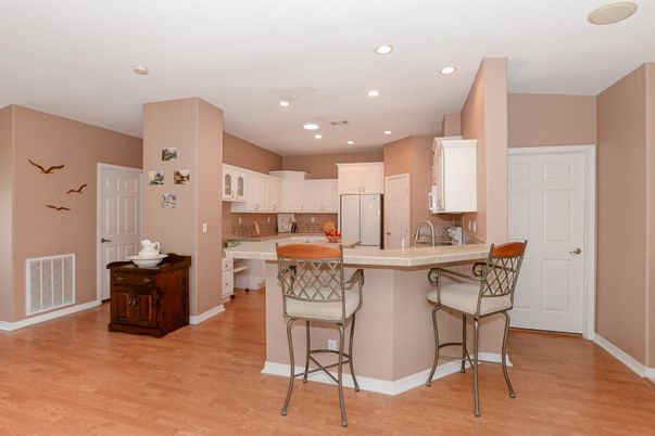Interior, Kitchen, Recessed Lighting, Wood Texture Flooring