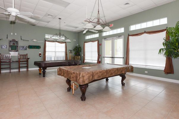 Billiard Table, Chandelier, Game Room, Interior, Pendant Lights