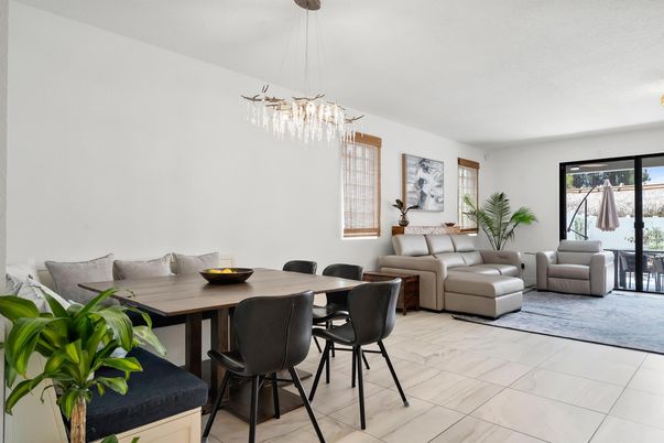 Dining room, Interior, Living room, Marble, Pendant Lights
