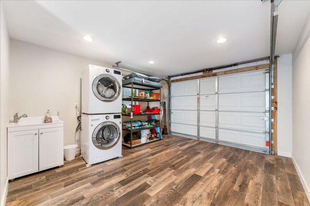 Interior, Recessed Lighting, Utility Closets, Washer, Wood Texture Flooring
