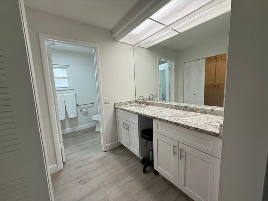 Bathroom, Dual Sink Vanities, Interior, Wood Texture Flooring