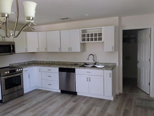 Interior, Kitchen, Stainless Steel Appliances, Wood Texture Flooring