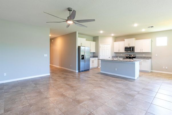Empty room, Interior, Kitchen, Recessed Lighting, Stainless Steel Appliances