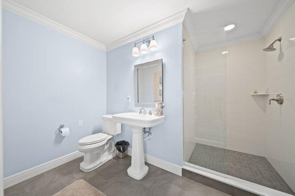 Bathroom, Glass Shower, Interior, Recessed Lighting