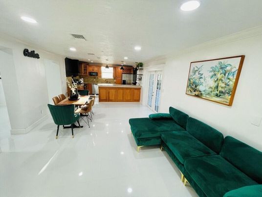 Dining room, Interior, Kitchen, Living room, Recessed Lighting