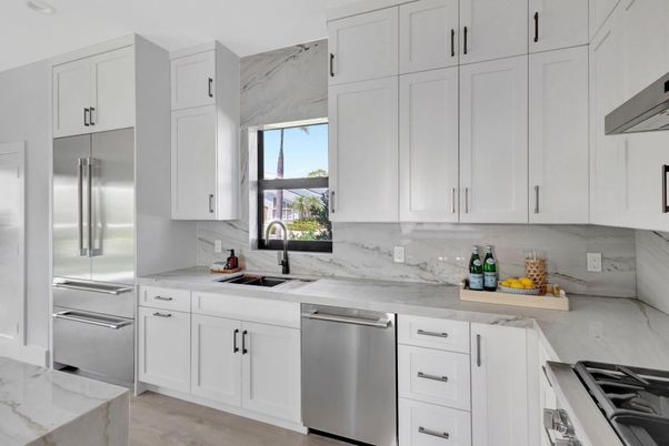 Interior, Kitchen, Marble Walls, Stainless Steel Appliances