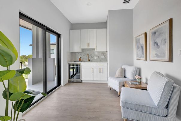 Interior, Kitchen, Marble Walls, Stainless Steel Appliances, Wood Texture Flooring