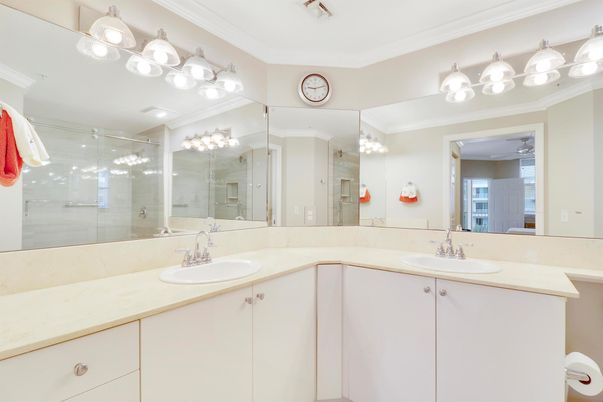 Bathroom, Dual Sink Vanities, Glass Shower, Interior
