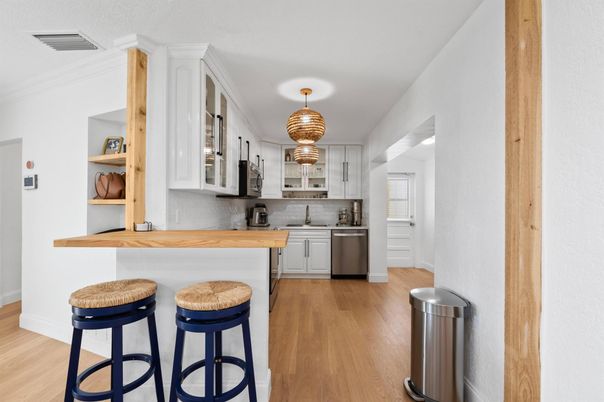 Interior, Kitchen, Stainless Steel Appliances, Wood Texture Flooring