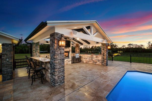 Exterior, Fireplace, Pool