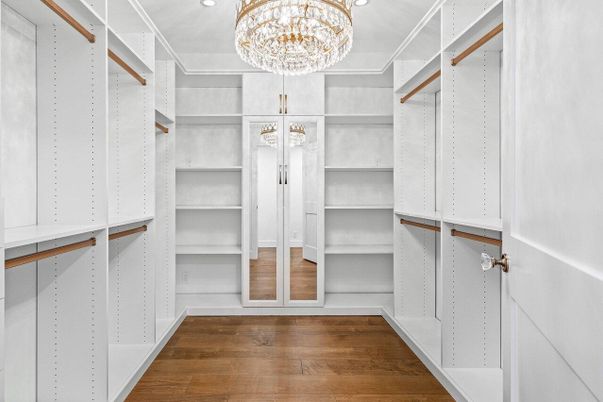 Chandelier, Interior, Recessed Lighting, Walk-in Closets, Wood Texture Flooring