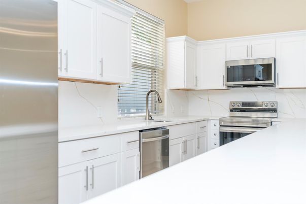 Interior, Kitchen, Marble Walls, Stainless Steel Appliances