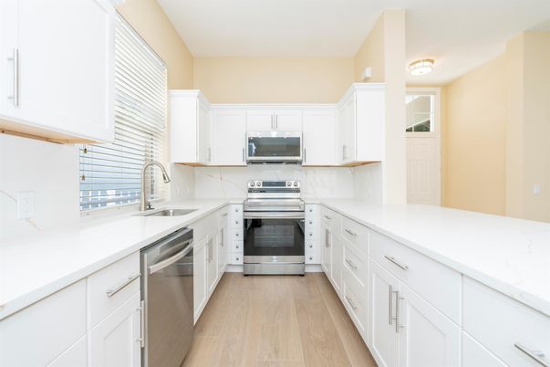 Interior, Kitchen, Stainless Steel Appliances, Wood Texture Flooring