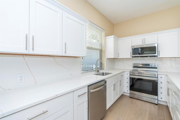Interior, Kitchen, Stainless Steel Appliances, Wood Texture Flooring