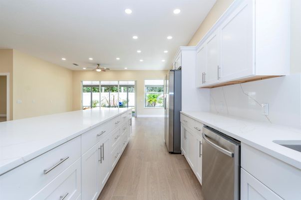 Interior, Kitchen, Recessed Lighting, Wood Texture Flooring