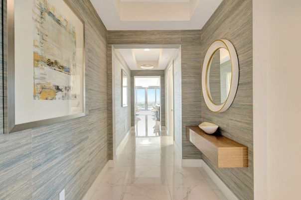 Bathroom, Interior, Marble, Recessed Lighting
