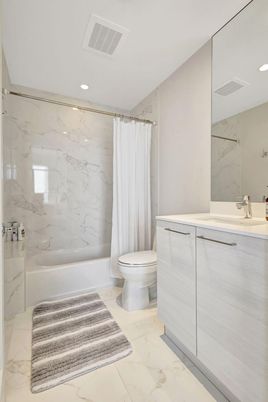Bathroom, Interior, Marble, Marble Walls, Recessed Lighting