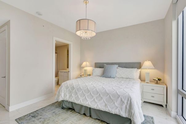 Bedroom, Interior, Marble, Pendant Lights