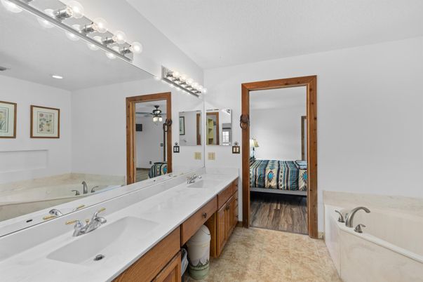 Bathroom, Dual Sink Vanities, Interior, Wood Texture Flooring