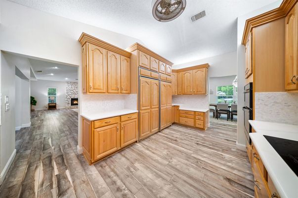 Interior, Kitchen, Recessed Lighting, Wood Texture Flooring