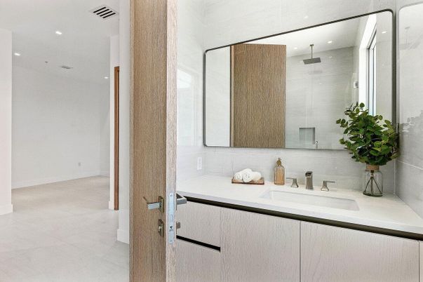 Bathroom, Glass Shower, Interior, Recessed Lighting