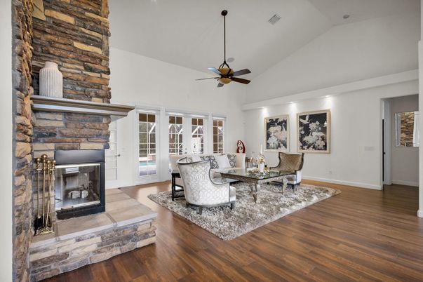 Dining room, Fireplace, Interior, Living room, Wood Texture Flooring