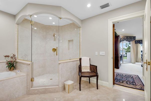 Bathroom, Glass Shower, Interior, Recessed Lighting