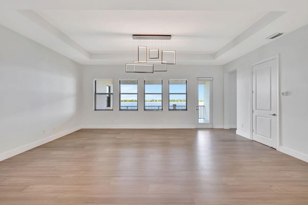 Empty room, Interior, Pendant Lights, Wood Texture Flooring