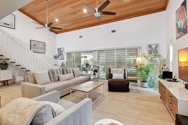 Interior, Living room, Recessed Lighting, Wooden Ceilings, Wood Texture Flooring