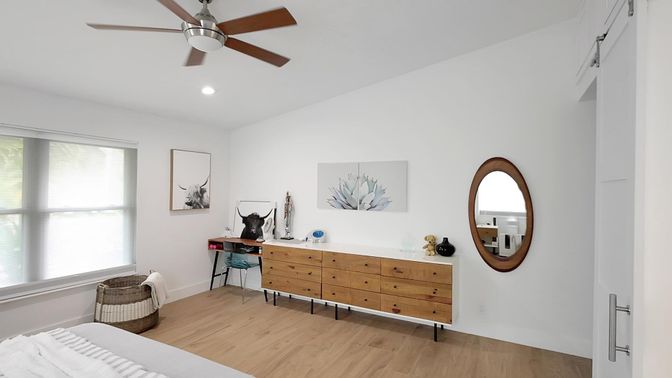 Home Office, Interior, Recessed Lighting, Wood Texture Flooring