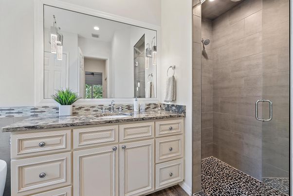 Bathroom, Dual Sink Vanities, Glass Shower, Interior, Recessed Lighting