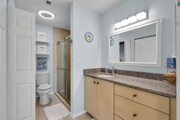 Bathroom, Glass Shower, Interior, Recessed Lighting