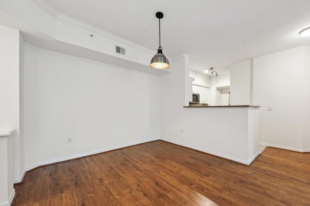 Empty room, Interior, Kitchen, Pendant Lights, Wood Texture Flooring