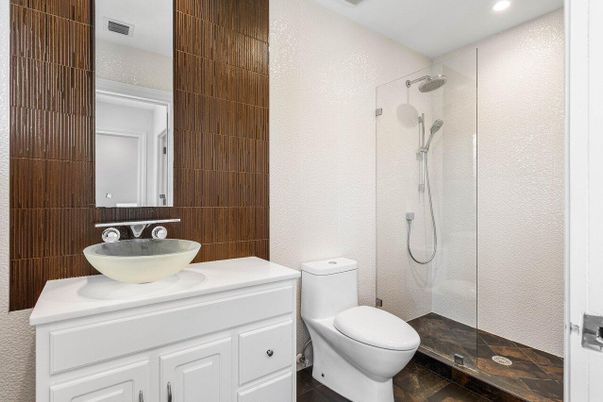 Bathroom, Glass Shower, Interior, Recessed Lighting