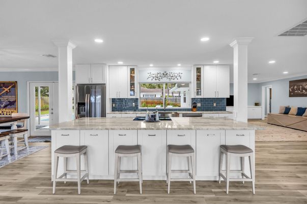 Interior, Kitchen, Recessed Lighting, Wood Texture Flooring