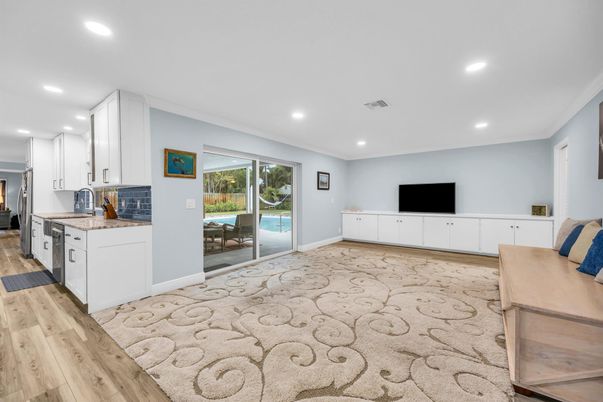Interior, Kitchen, Recessed Lighting, Wood Texture Flooring