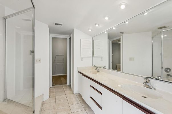 Bathroom, Dual Sink Vanities, Glass Shower, Interior, Recessed Lighting