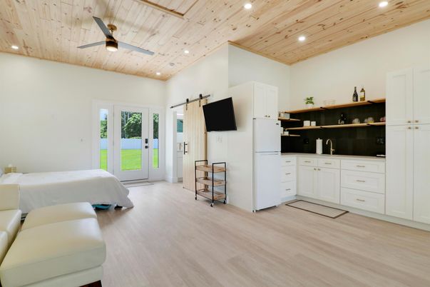 Bedroom, Interior, Recessed Lighting, Wooden Ceilings, Wood Texture Flooring