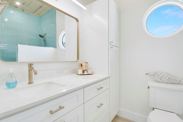 Bathroom, Dual Sink Vanities, Interior, Wood Texture Flooring