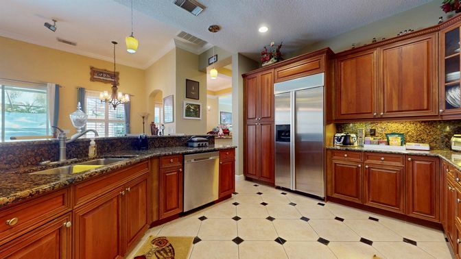 Chandelier, Interior, Kitchen, Pendant Lights, Recessed Lighting, Stainless Steel Appliances