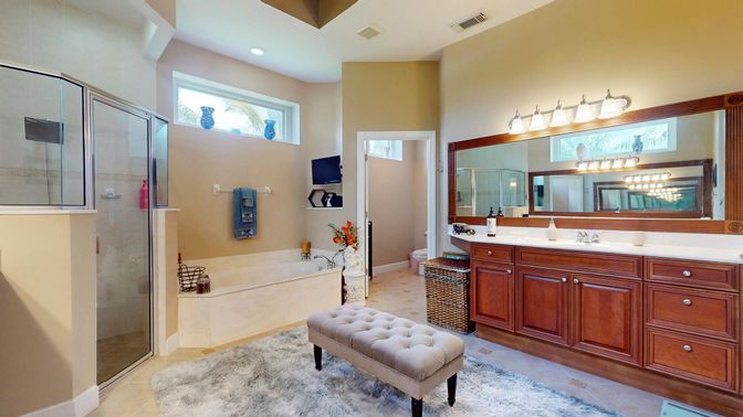 Bathroom, Glass Shower, Interior, Recessed Lighting