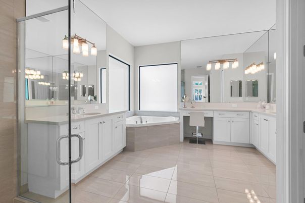 Bathroom, Dual Sink Vanities, Glass Shower, Interior